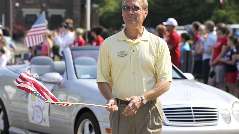 West Chester Twp. Trustee Mark Welch participated in the annual West Chester Memorial Day Parade, Monday, May 26, 2014. GREG LYNCH / STAFF