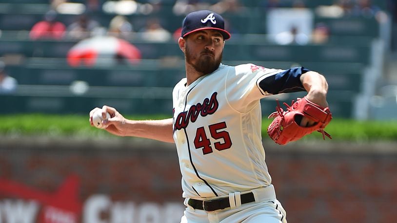 ATLANTA, GEORGIA - APRIL 28: Kevin Gausman #45 of the Atlanta Braves pitches in the second inning against the Colorado Rockies at SunTrust Park on April 28, 2019 in Atlanta, Georgia. (Photo by Logan Riely/Getty Images)