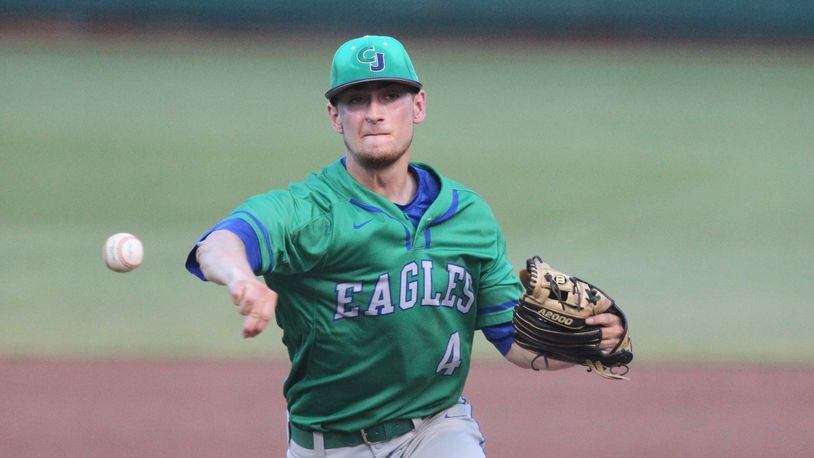 Chaminade Julienne’s Ryan Peltier pitches against Tallmadge in a Division II state semifinal June 1 at Huntington Park in Columbus. DAVID JABLONSKI/STAFF