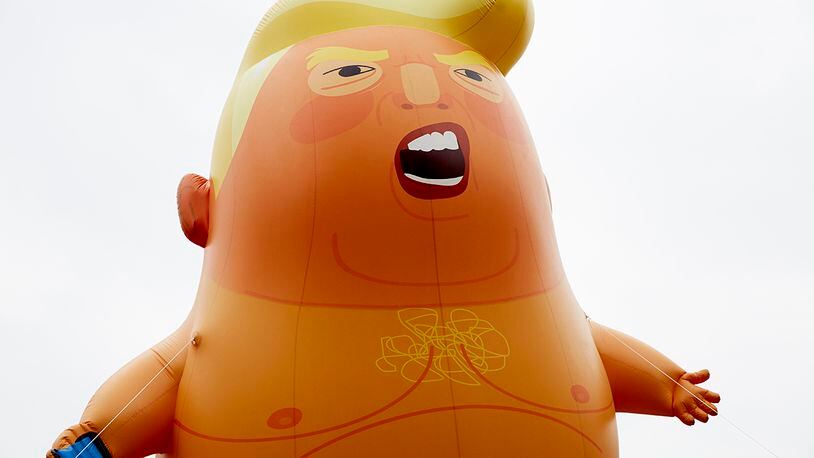 A Trump Baby blimp flies outside Westminster on June 4, 2019 in London, England. (Photo By Alex McBride/Getty Images)