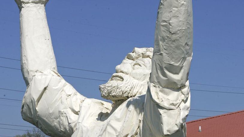 The "King of Kings" statue, also known as "Touchdown Jesus."