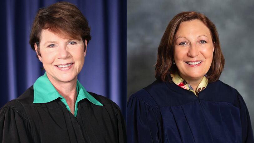 The candidates for chief justice of Ohio's state Supreme Court in 2022 are Sharon Kennedy (left) and Jennifer Brunner (right).