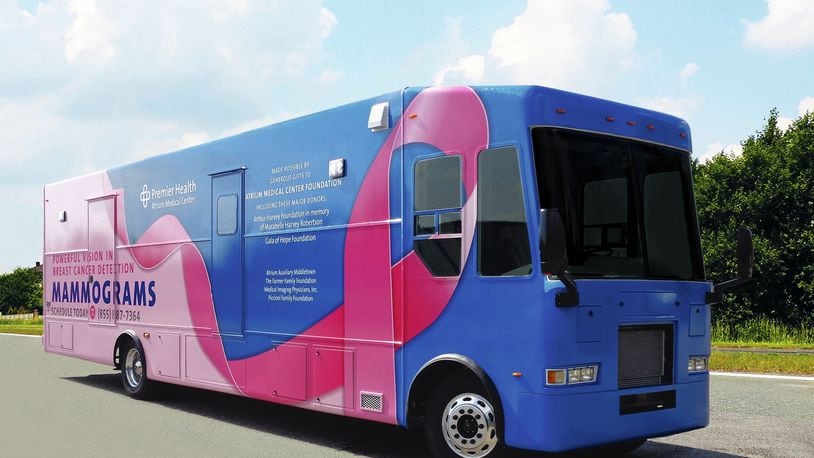 The new, larger 40-foot-long coach, operated by Atrium Medical Center, is furnished with a more comfortable and upscale reception area, enhanced security features, and an automatic awning. CONTRIBUTED