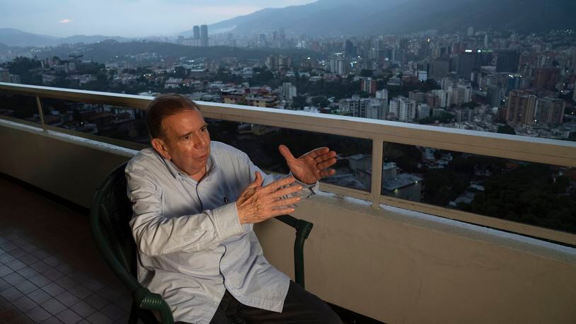 Venezuelan presidential candidate Edmundo González Urrutia of the Democratic Unitary Platform (PUD), the alliance that brings together the main parties and leaders of the opposition, during an interview at his home in Caracas, Venezuela, Thursday, May 9, 2024. (AP Photo/Ariana Cubillos)
