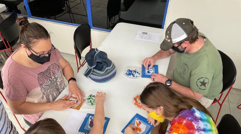 Dozens of people attended an event on April 10 to created butterflies for the “Wings of Hope” project at the Fitton Center for Creative Arts. The project will create a mural of many butterflies at the center. CONTRIBUTED
