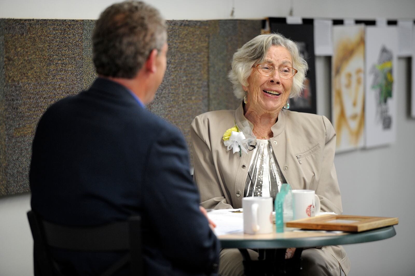 Ann Antenen is interviewd by Shaun Higgins at Miami Hamilton Downtown as part of their What's Your Story? series on Wednesday, April 25, 2012. Staff photo by Samantha Grier