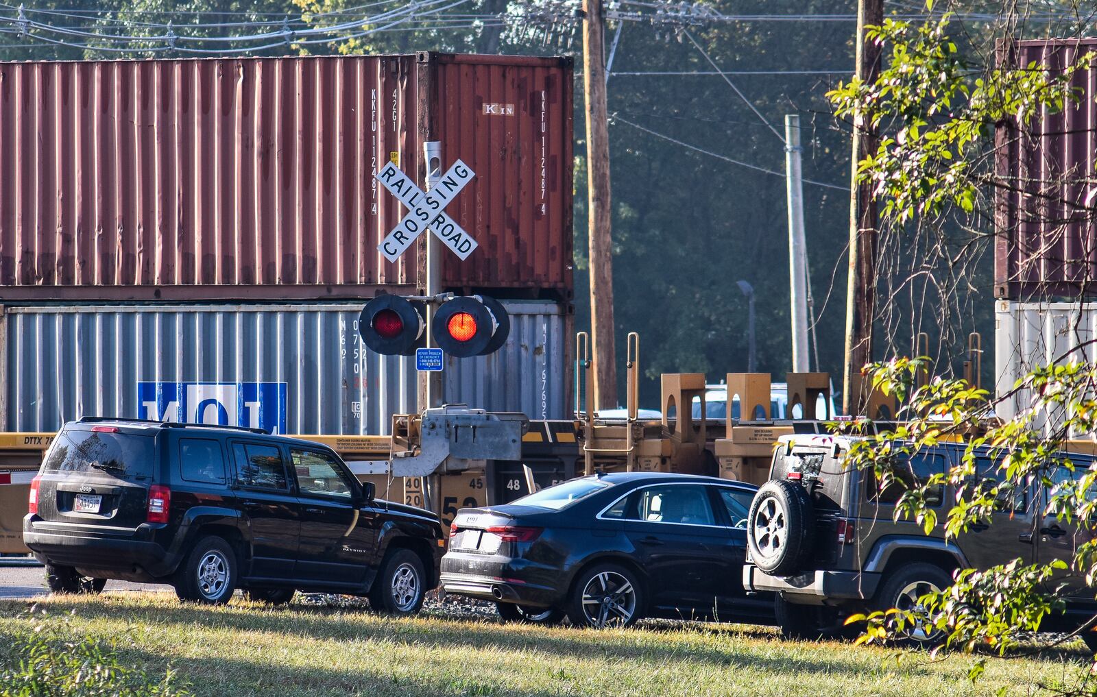 The collision between two trains early Tuesday morning, Oct. 8, 2019 in Hamilton, and near the southern Fairfield border caused three train cars to derail and left two crew members with minor injuries. The cars were back on track and the train was able to move around 10 a.m. “The rear three cars … contained one load of pulpwood and two loads of butane,” said Rachel McDonnell Bradshaw, spokeswoman for Norfolk Southern Corporation headquarters in Virginia. NICK GRAHAM/STAFF