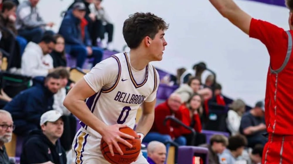 Bellbrook freshman Jack Howard looks for a passing lane during a recent game. NOAH PITZER / CONTRIBUTED