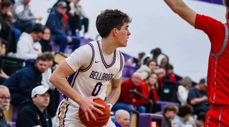 Bellbrook freshman Jack Howard looks for a passing lane during a recent game. NOAH PITZER / CONTRIBUTED