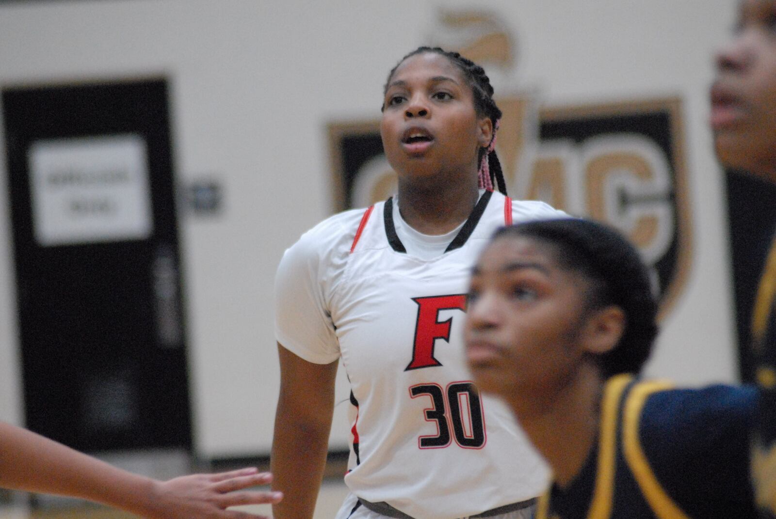 Fairfield's Myka Richardson stares down one of her free-throw attempts against Walnut Hills on Thursday night. Chris Vogt/CONTRIBUTED
