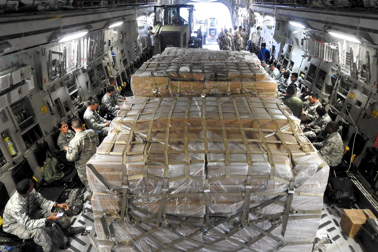 A Wright-Patterson based Air Force Reserve crew flew a C-17 Globemaster III filled with supplies to Florida Tuesday to assist with Hurricane Irma recovery efforts. BOB GARLOCK / STAFF