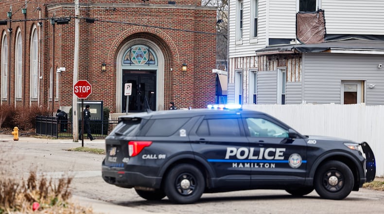 A bomb threat was emailed over the weekend to Beth Israel Synagogue on Butler Street in Hamilton. Police checked the synagogue on Monday morning, Dec. 29, 2025, but found nothing suspicious. NICK GRAHAM/STAFF