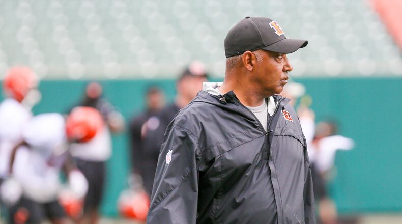 Bengals head coach Marvin Lewis during team practice at Paul Brown Stadium, Tuesday, June 13, 2017. GREG LYNCH / STAFF