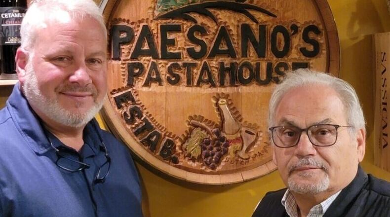 For 20 years, Paesano’s Pasta House has been a fixture in Oxford. From left, the photo shows Mike Patterson and cofounder Pat Lanni. CONTRIBUTED