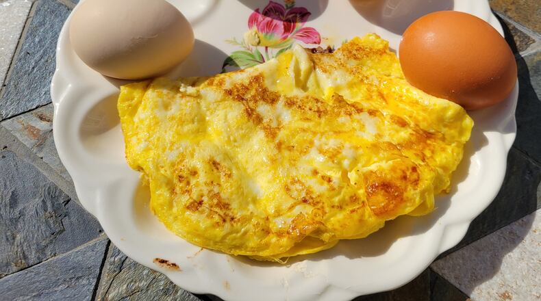 A carton of eggs from Craig Harkrider’s Stoney Hedgerow Farm is a special treat, because the dozen eggs will have multiple colors. Dark brown, bright blue, pale yellow and tan. He has different breeds of hens on his farm. CONTRIBUTED