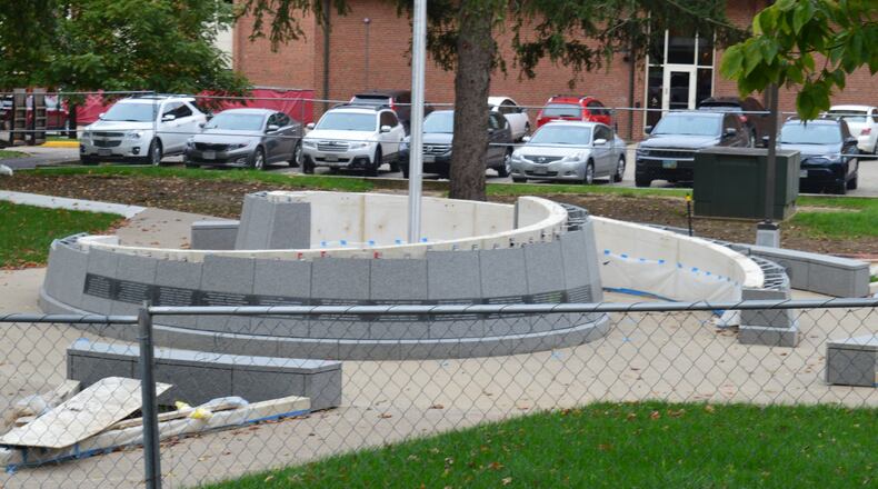 Miami’s Veterans Tribute has been under construction for some time and was nearing completion when this photo was taken Oct. 5. Dedication will be Veterans Day, Nov. 11, at 2 p.m. CONTRIBUTED/BOB RATTERMAN