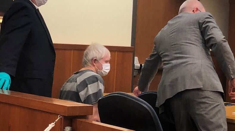 Sexual charges against Ronald Miller, 69, of Madison Twp., were sent to a Butler County grand jury during his preliminary hearing Wednesday in Middletown Municipal Court. He's represented by Chris Pagan, right. RICK McCRABB/STAFF