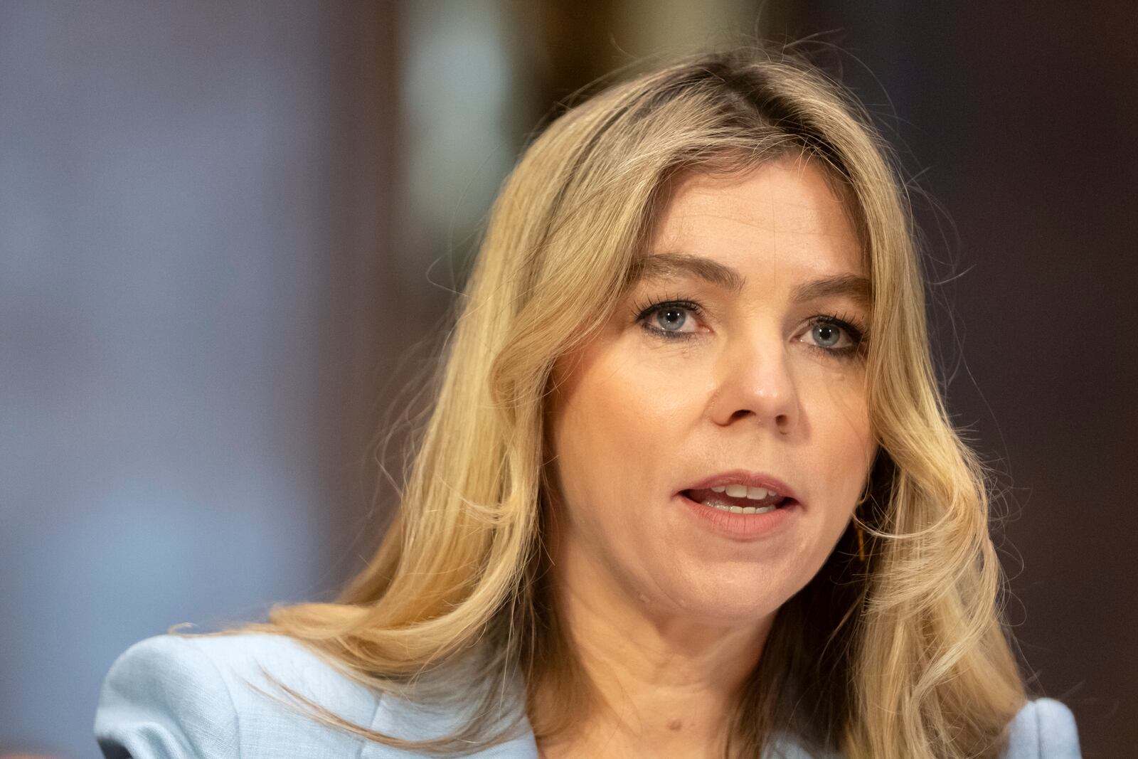 Sarah Wynn-Williams, Facebook's former director of Global Public Policy, testifies before the Senate Judiciary Subcommittee on Crime and Counterterrorism on Capitol Hill, Wednesday, April 9, 2025, in Washington. (AP Photo/Mark Schiefelbein)