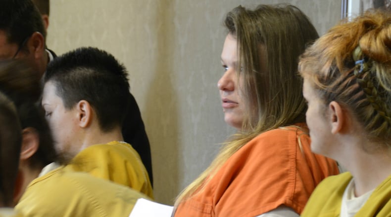 Saralin Walden, 25, of Hamilton, waits in court for her case to be called on Tuesday morning, May 7, 2019 in Butler County Common Pleas. Walden is accused of smothering her 3-month-old while falling asleep under the influence of drugs. MICHAEL D. PITMAN/STAFF