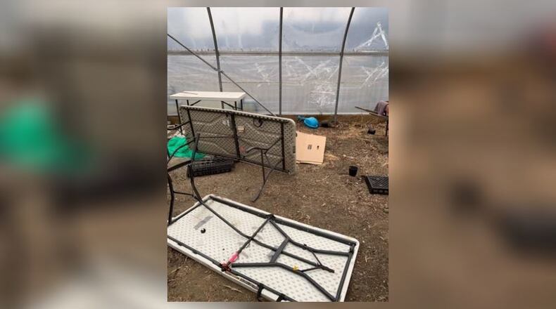 Someone climbed over a fence and broke into the Hamilton Urban Gardens System recently and destroyed potted flowers that were going to be planted in four Hamilton park. SUBMITTED PHOTO