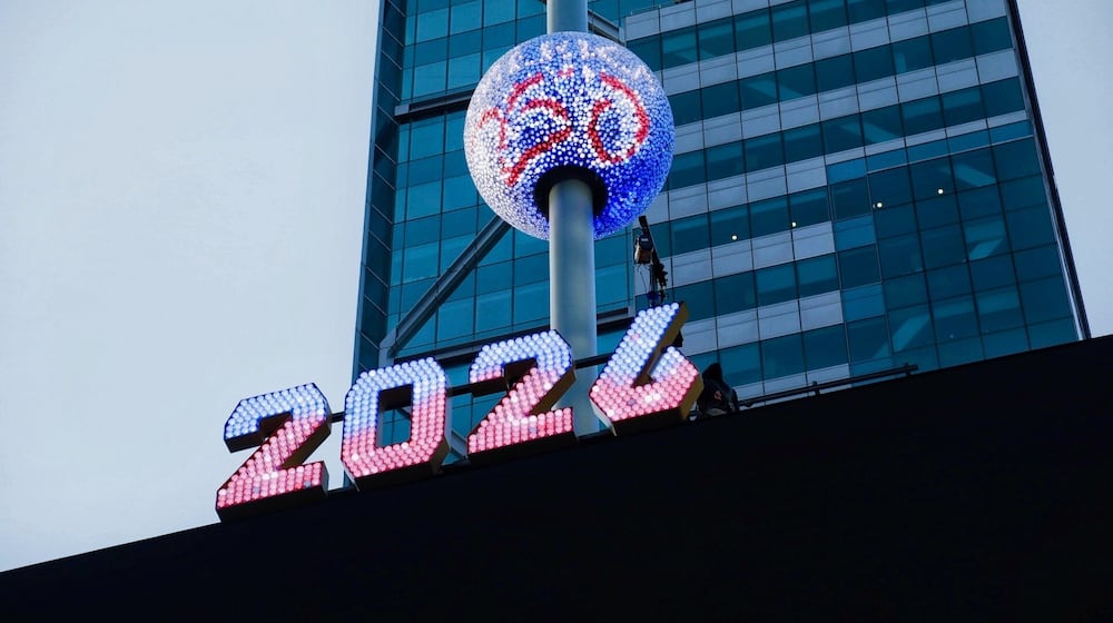FILE - This image provided by America250 in December 2025 shows the New Year's Eve ball designed for the U.S.'s 250th year. (Eli Ritter/America250 via AP,File)
