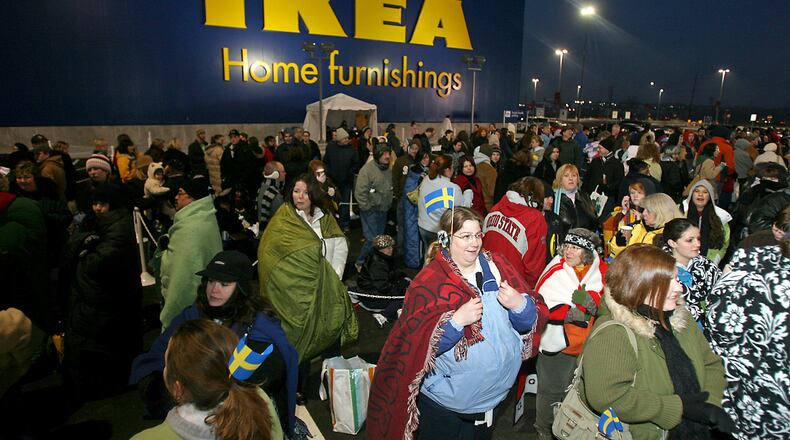 IKEA fans wait outside for the grand opening of the store Wednesday morning, March 12, 2008. GREG LYNCH / STAFF