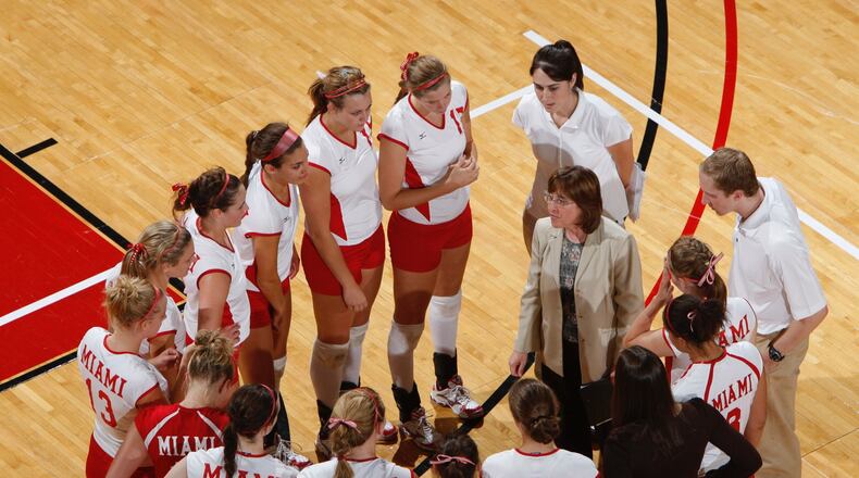 Miami University volleyball coach Carolyn Condit is retiring after 40 years at the helm at the end of the 2023 season. Condit is the winningest coach -- in any sports -- in Miami history. Miami University photo