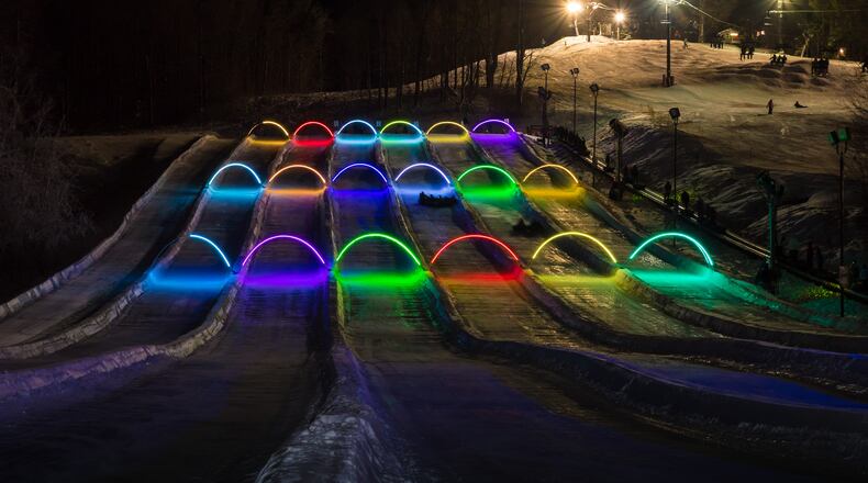 Beginning on Dec. 13, Snow Trails in Mansfield offers glow tubing.