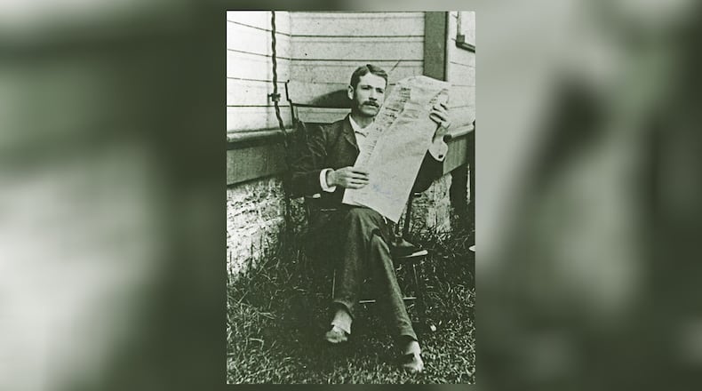 The “Hamilton Daily News” was founded by 27-year-old Charles Campbell on Dec. 17, 1879. He is seen here reading a copy of the newspaper in 1889. CREDIT: CUMMINS COLLECTION/LANE PUBLIC LIBRARY