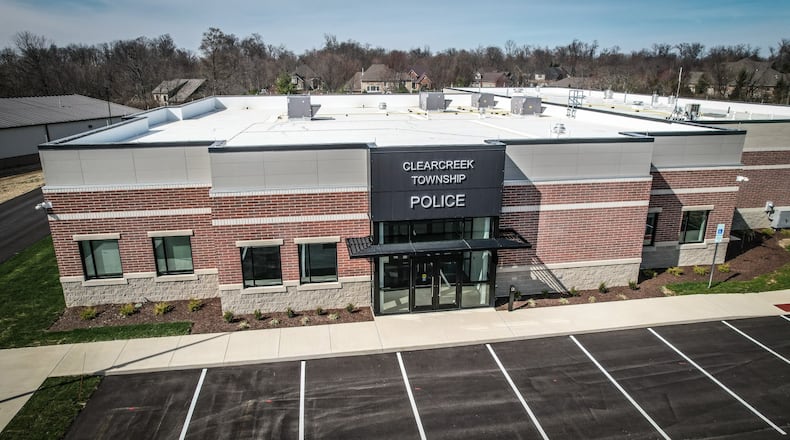 The new Clearcreek Twp. police station is nearly complete. The 18,000 square-foot, $5.6 million facility is on Bunnell Hill Road on the north side of the township's government center campus. JIM NOELKER/STAFF