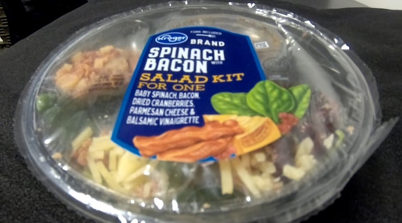 A new lawsuit alleges 15 Kroger products tested positive for lead, including this salad kit. LOT TAN/WCPO