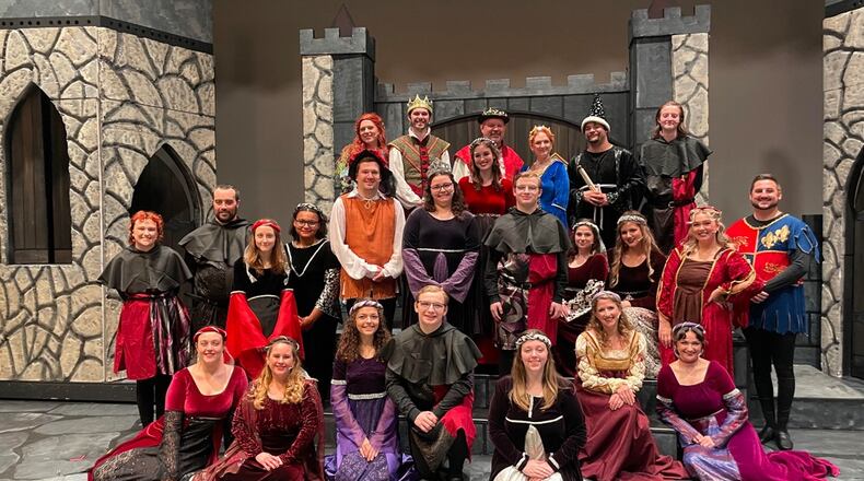 The cast of Encore Community Theatre's "Once Upon A Mattress" is seen at rehearsal July 17, 2023. Shows are Thursday, Friday and Saturday at Miami University Hamilton's Parrish Auditorium. CONTRIBUTED