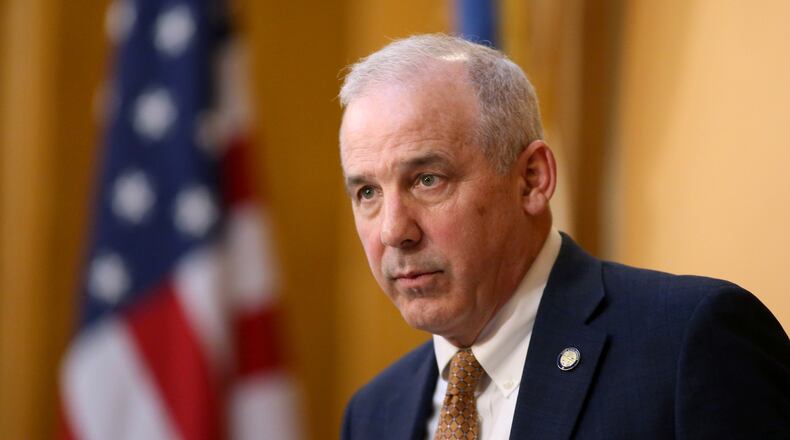 FILE - President of the Ohio Senate Matt Huffman listens to debate, Feb. 28, 2024, in the Ohio Statehouse Senate Chambers in Columbus, Ohio. Republican Ohio House Speaker Jason Stephens' term-limited counterpart in the Legislature's upper chamber, Huffman, who was unopposed in the primary on Tuesday, March 19, for a House district in western Ohio and is on an unobstructed path to win the seat this fall, has openly touted his desire to be speaker. (AP Photo/Joe Maiorana, File)