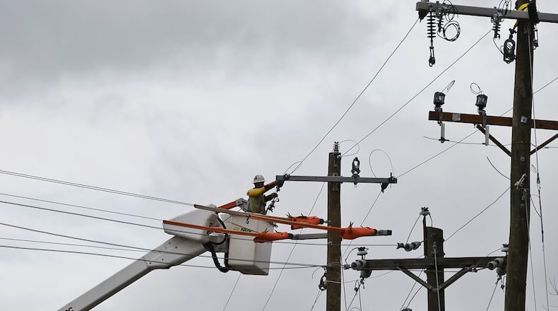Crews work on relocating utility lines for the South Gilmore Road widening project on Wednesday, Feb. 28, 2024, in Fairfield. The project is expected to start later this spring. NICK GRAHAM/STAFF