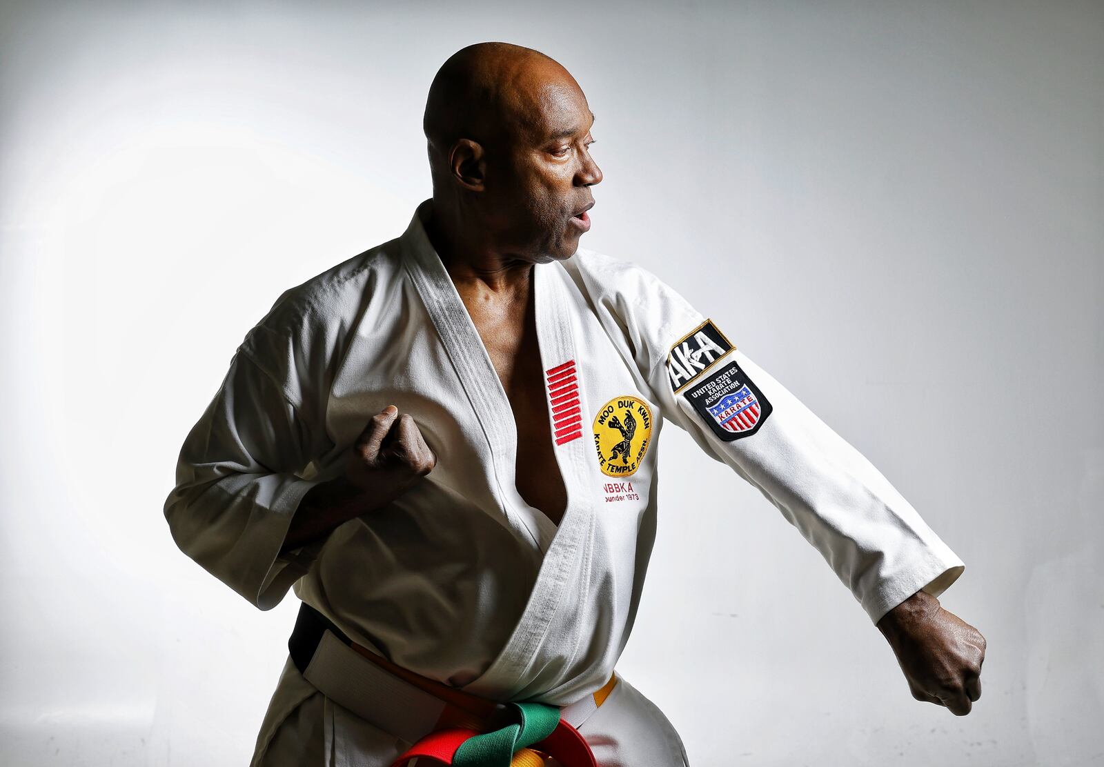 Lifelong Hamilton resident Bob “Moo Duk Kwan” Harris has been teaching karate since 1969, including more than 35 years of teaching at the Hamilton YMCA and his own studio. He has reached Supreme Nim Grand Master status in karate and and is a two-time national champion. Harris operates his photography business and Moo Duk Kwan Karate Temple at his South Second Street studio. NICK GRAHAM/STAFF