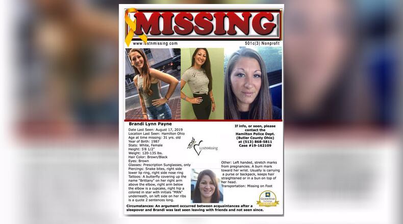 Missing poster for Brandi Payne. SUBMITTED