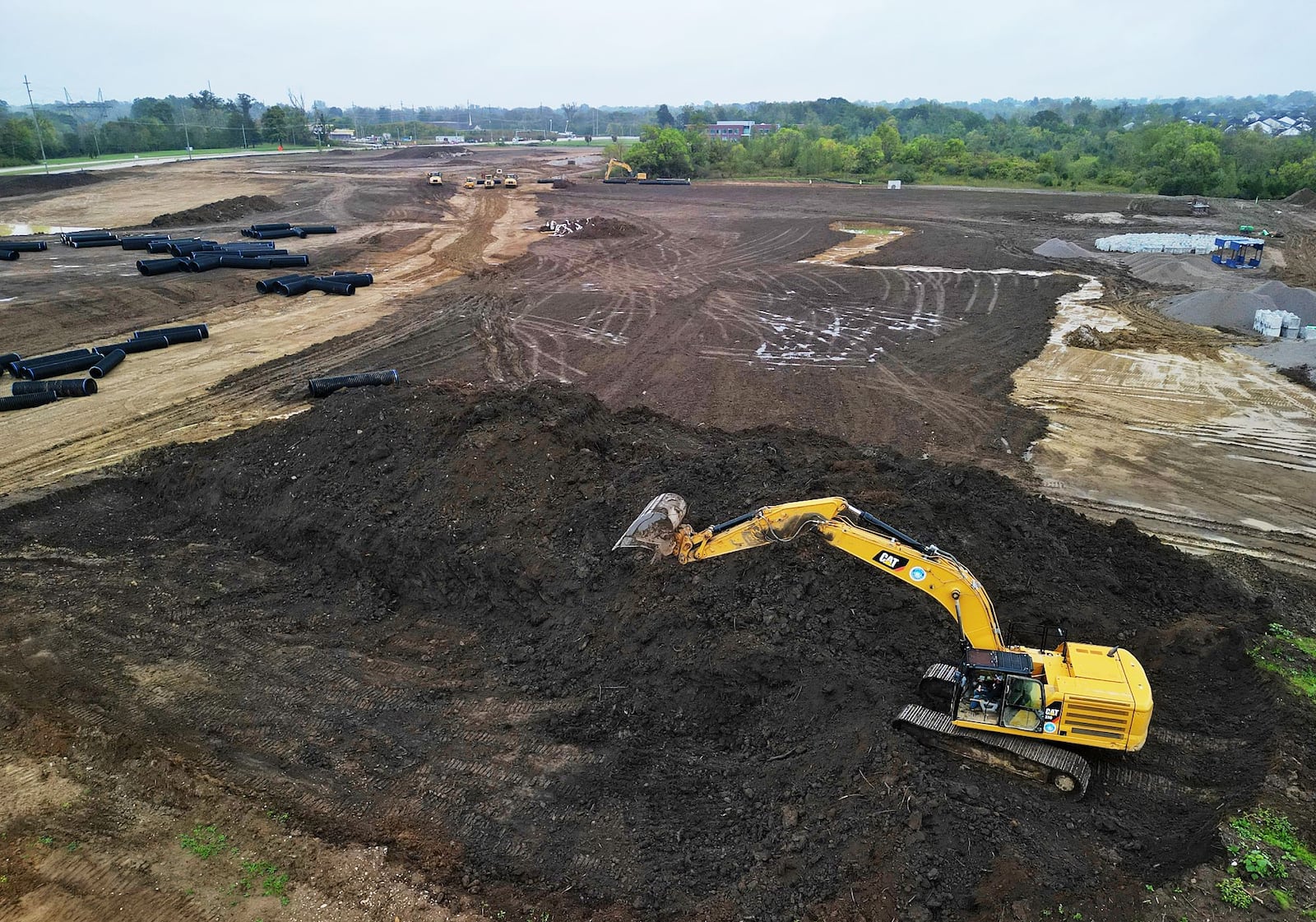 Site work is underway on the Renaissance Pointe mixed-use development Tuesday, Oct. 1, 2024, at the corner of Ohio 122 and Union Road in Middletown. NICK GRAHAM/STAFF