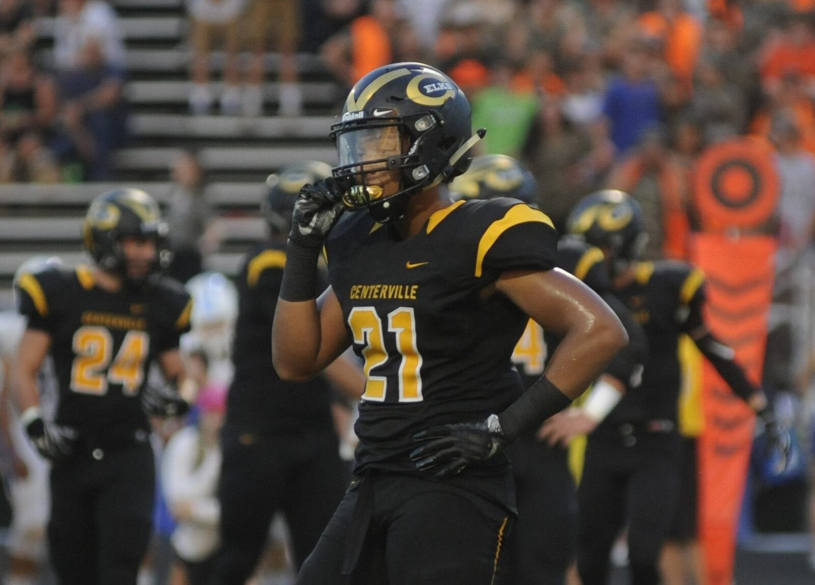 Centerville’s Dom Ramsey. Centerville defeated visiting Springboro 31-19 in a Week 5 high school football GWOC crossover game on Thursday, Sept. 21, 2017. MARC PENDLETON / STAFF
