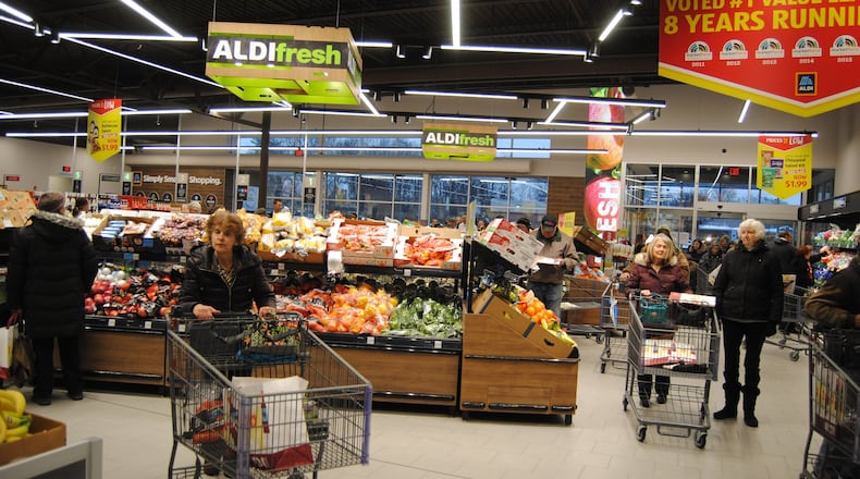 A newly constructed ALDI opened at 5065 Pleasant Ave. in Fairfield Thursday, Jan. 17, 2019. The store replaces a Marsh grocery store that was razed several years ago and is part of ALDI investing $3.4 billion for an additional 650 new locations across the United States by the end of 2022. ERIC SCHWARTZBERG/STAFF
