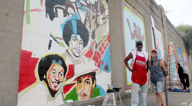 Dayton artist Morris Howard and Brittini Long of Montgomery County Juvenile Court are leading an effort to create a funk wall on Stone Street.