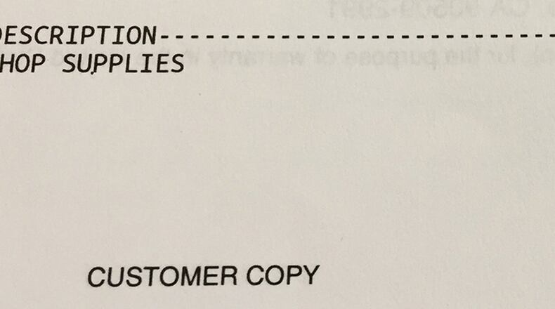 Many shops and dealers use a small percentage of the labor charge to estimate the cost of the shop materials used for the repair or service procedure instead of keeping track of each disposal shop cloth or squirt of cleaner. James Halderman photo