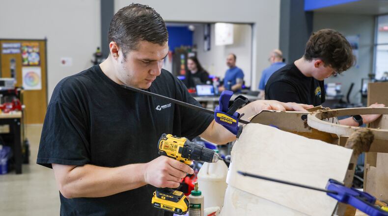 A student works on a project at Greene County Career Center on Tuesday, April 29, 2025. BRYANT BILLING / STAFF
