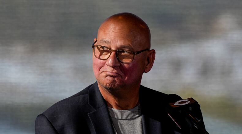 Cincinnati Reds new manager Terry Francona listens during an introductory baseball press conference Monday, Oct. 7, 2024, in Cincinnati. (AP Photo/Jeff Dean)