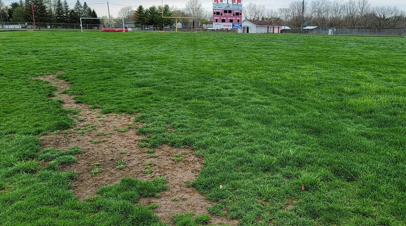 A recent $133,000 grant from the NFL has put Madison Schools over the fund-raising top for the district's first artificial turf sports field. But recently Madison School officials have announced the $1 million field will not be installed in time for fall sports due to supplier problems. The new fake turf field, which was schedule to be in place by early September, is now scheduled to be fully installed by mid-October. (PHOTO BY NICK GRAHAM\Journal-News)