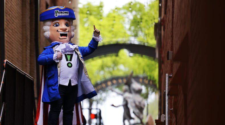 Xander (named for Alexander Hamilton) is the 17Strong mascot. The 17Strong committee represents the city's 17 neighborhoods, and the city formally recognized the neighborhoods at its March 22 meeting. NICK GRAHAM/FILE