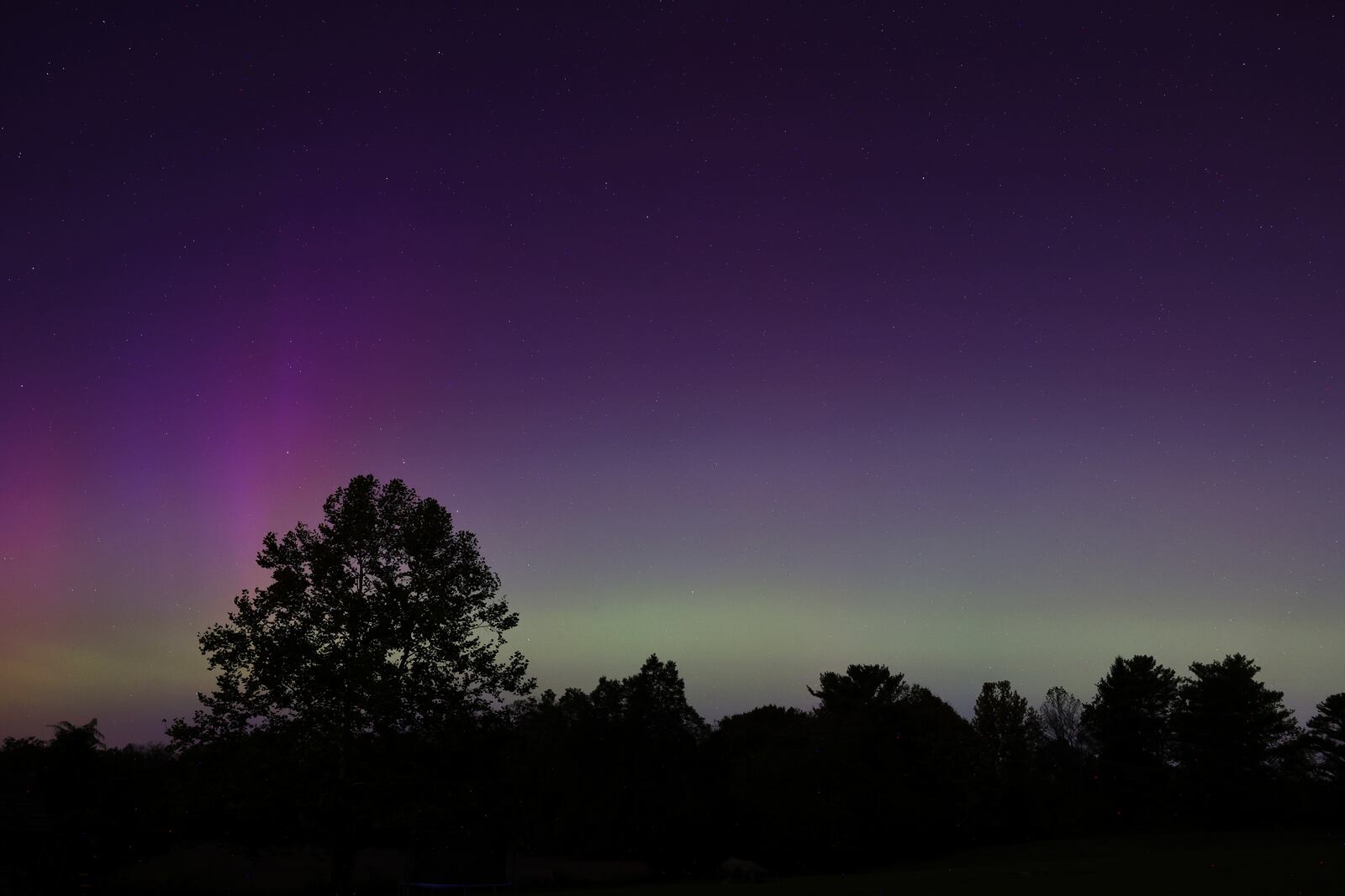 The Aurora Borealis, or northern lights, was visible from Ohio Thursday, Oct. 10, 2024. This was in Madison Township in Butler County. NICK GRAHAM/STAFF