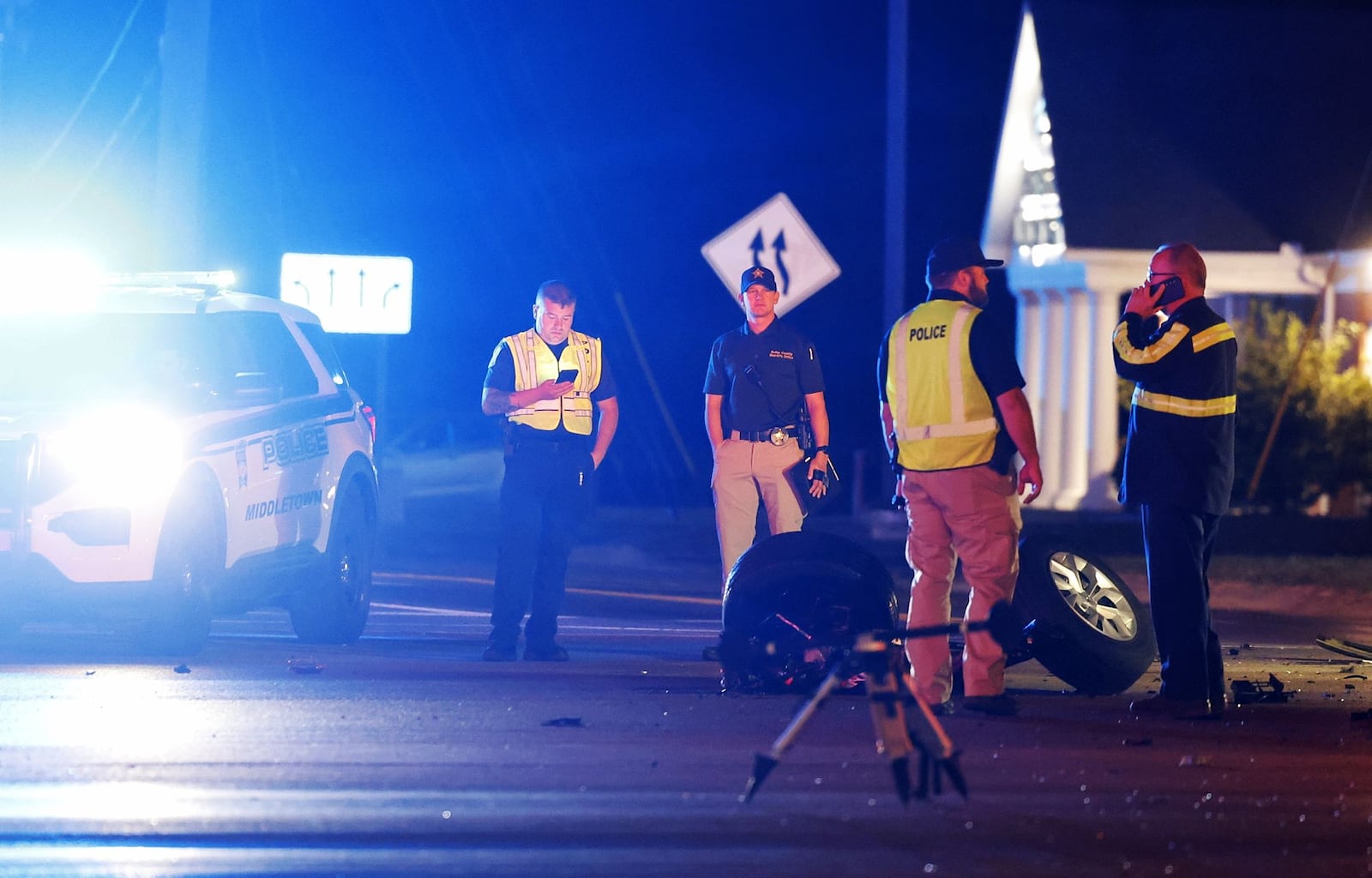 Three vehicles were involved in a crash Saturday evening near the intersection of Ohio 122 and Dixie Highway in Middletown. | Nick Graham/Staff