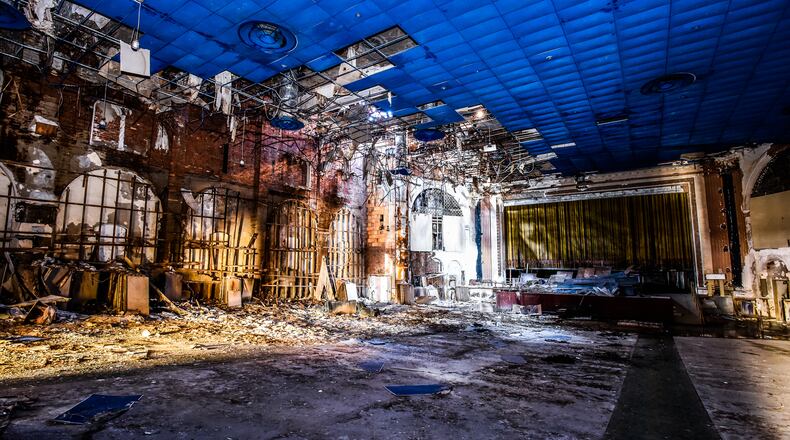 new cutline:
This is the interior of the former Studio Theater on Central Avenue in Middletown during a tour Thursday, Jan. 25, 2018. The building has since been demolished and is now a grass field. NICK GRAHAM/STAFF
original cutline:
The former Studio Theater on Central Avenue in Middletown Thursday, Jan. 25, 2018. The city is trying to sell the former Studio Theater building on Central Avenue in Middletown through its vacant property RFP (request for proposal) process. If unsuccessful, the city could demolish it later this year. NICK GRAHAM/STAFF