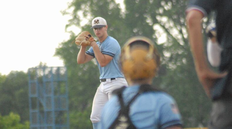 Monroe senior pitcher Alex Bemis prepares to send a pitch to the plate against Fairmont in a Division I district semifinal on Tuesday. The Hornets lost 5-0. Chris Vogt/CONTRIBUTED