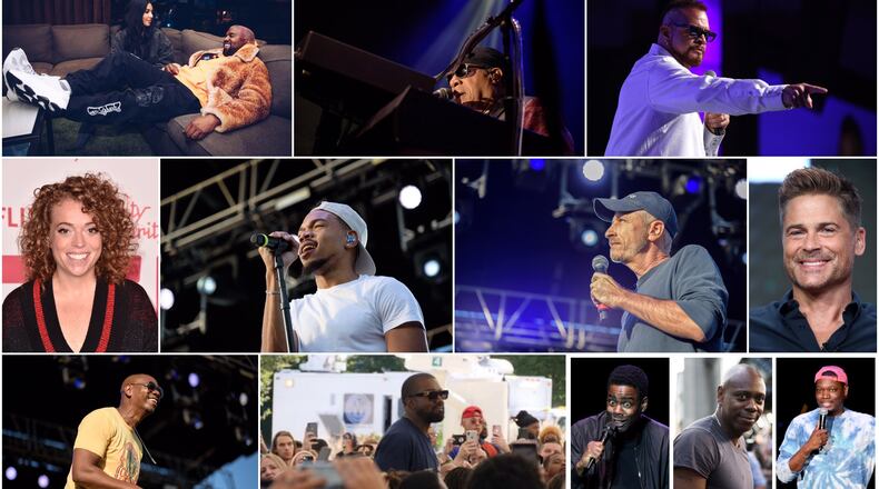 Rob Lowe,   Kim Kardashian West, Kanye West, Sinbad,  Chris Rock, Michael Che, Michelle Wolf, Stevie Wonder, Jon Stewart and  Chance the Rapper were among the celebrities spotted in the Dayton area in 2019.